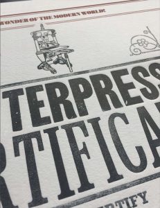 Letterpress certificate